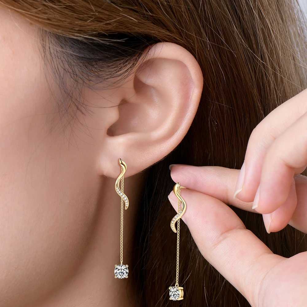 Sweetrain 1CT Moissanite Drop Earrings S925 Sterling Silver Long Tassel Dangle Earring for Women Wedding Jewelry Gifts with GRA J251021