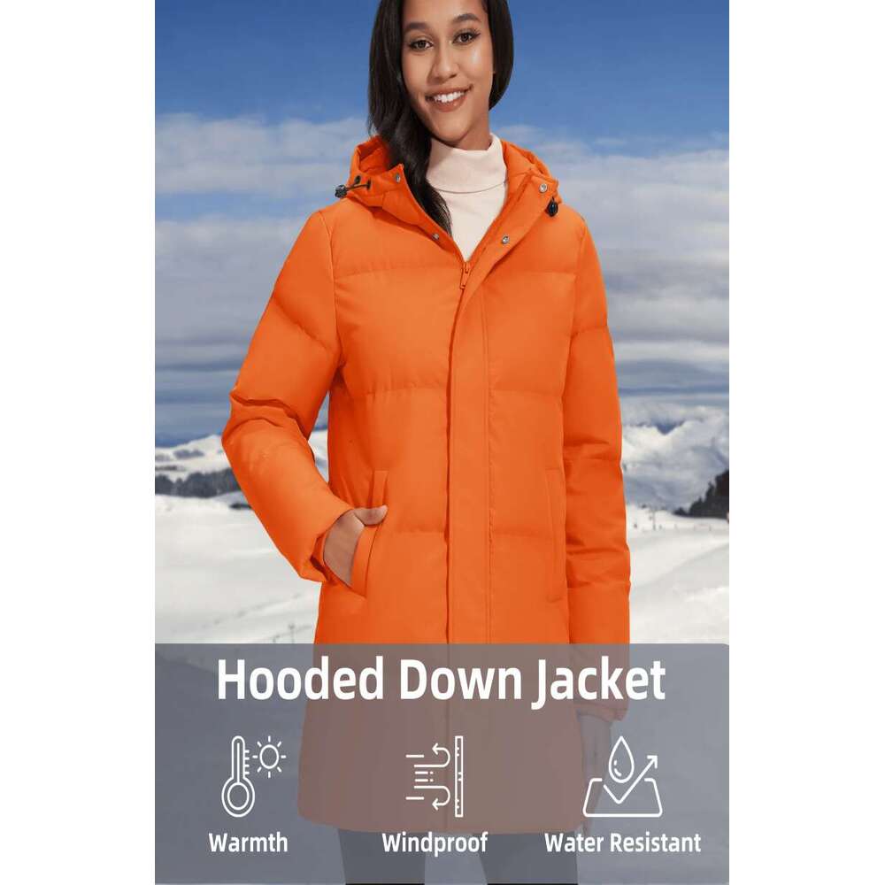 Winter Quilted Duck Feather Down Jackets Womens Padded Puffer Warm Hooded Long Coats Thermal Waterproof Thick Outerwear womens coat