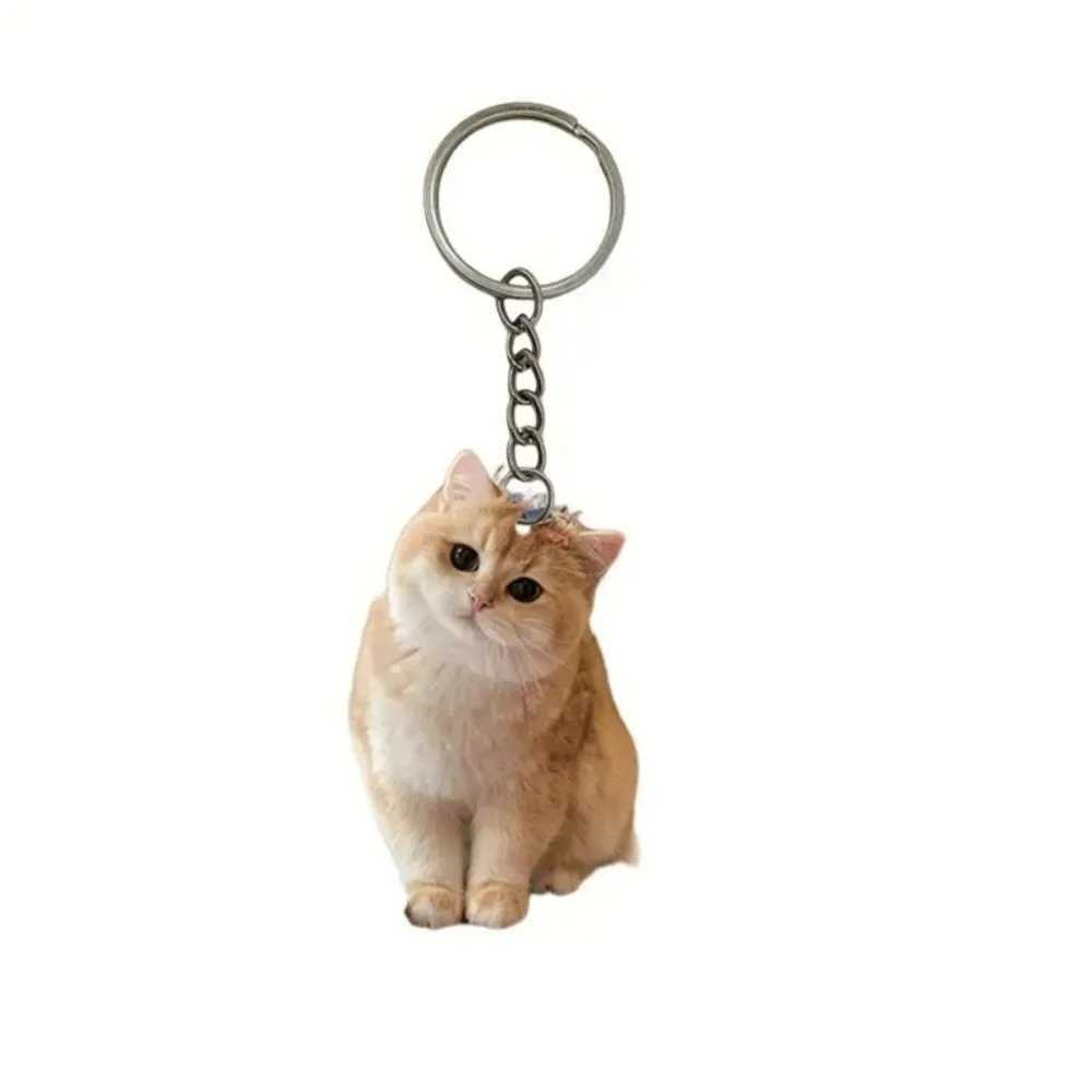 Cartoon Black White Cat Key Chain 2D Acrylic Animal Key Ring Charm Creative DoubleSided Cat Pendant Keychain Kids Toy Gift J251121
