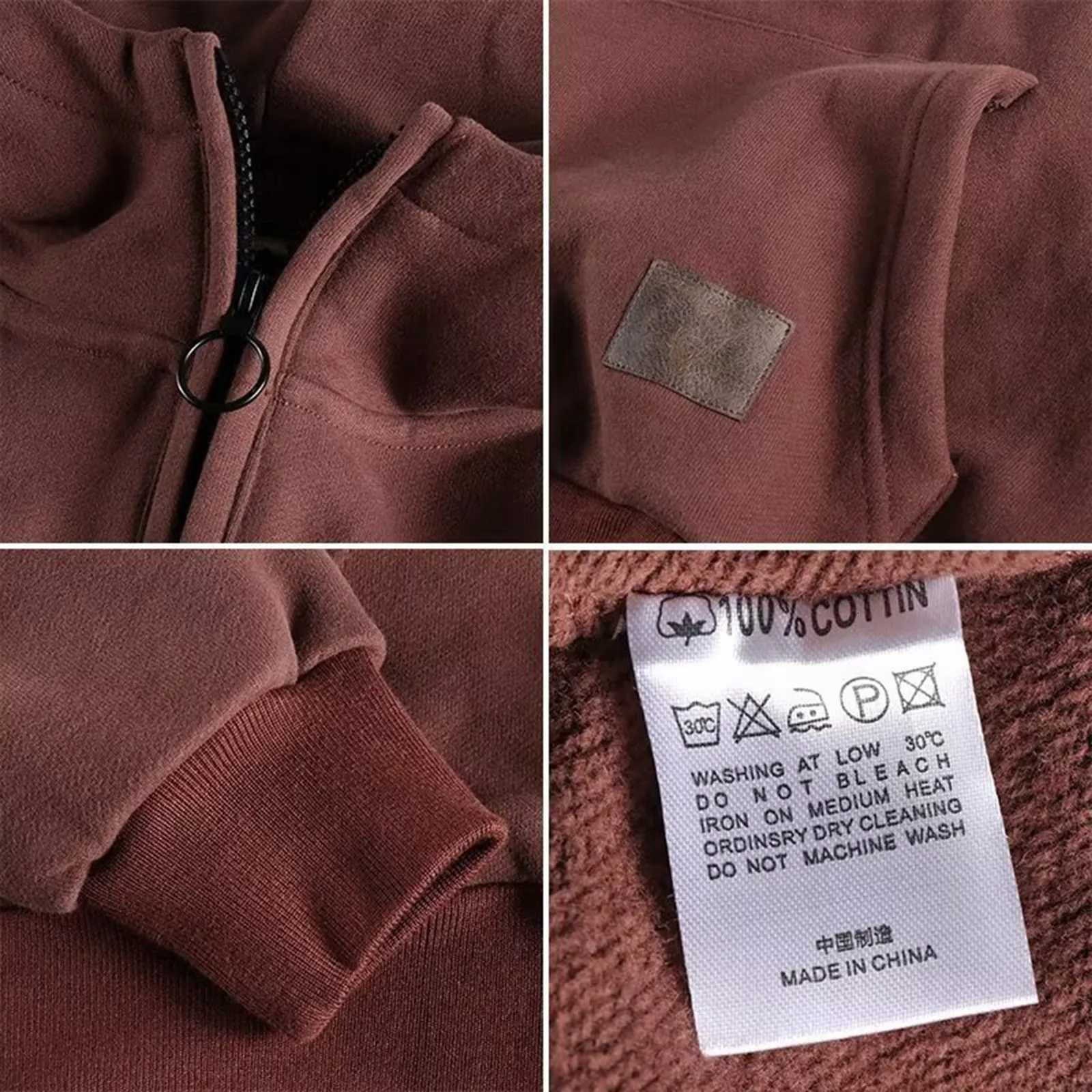 Mens Half Zip Hoodie Vintage Heavyweight Pullover Stylish Streetwear Jacket Trendy Casual Outfit Warm Layered Clothing W251021