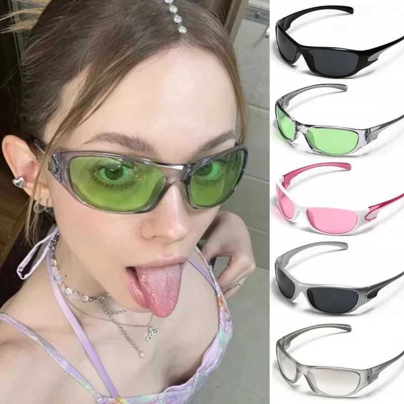 New Punk Y2K Sunglasses Women Goggle Luxury Brand Wrap Square Sun Glasses 2000S Shades Eyewear UV400 Female Designer Eyeglasses J251114