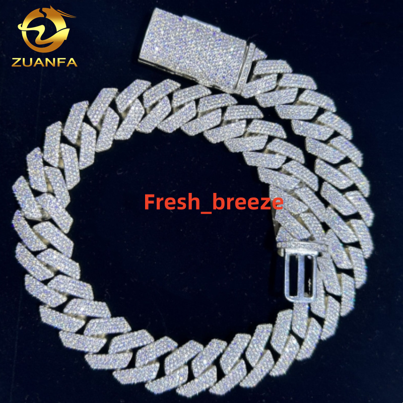 15MM 18MM 20MM Heavy Cuban Chain Custom Hip Hop Iced Out Jewelry Moissanite Diamond 925 Cuban Link Chain