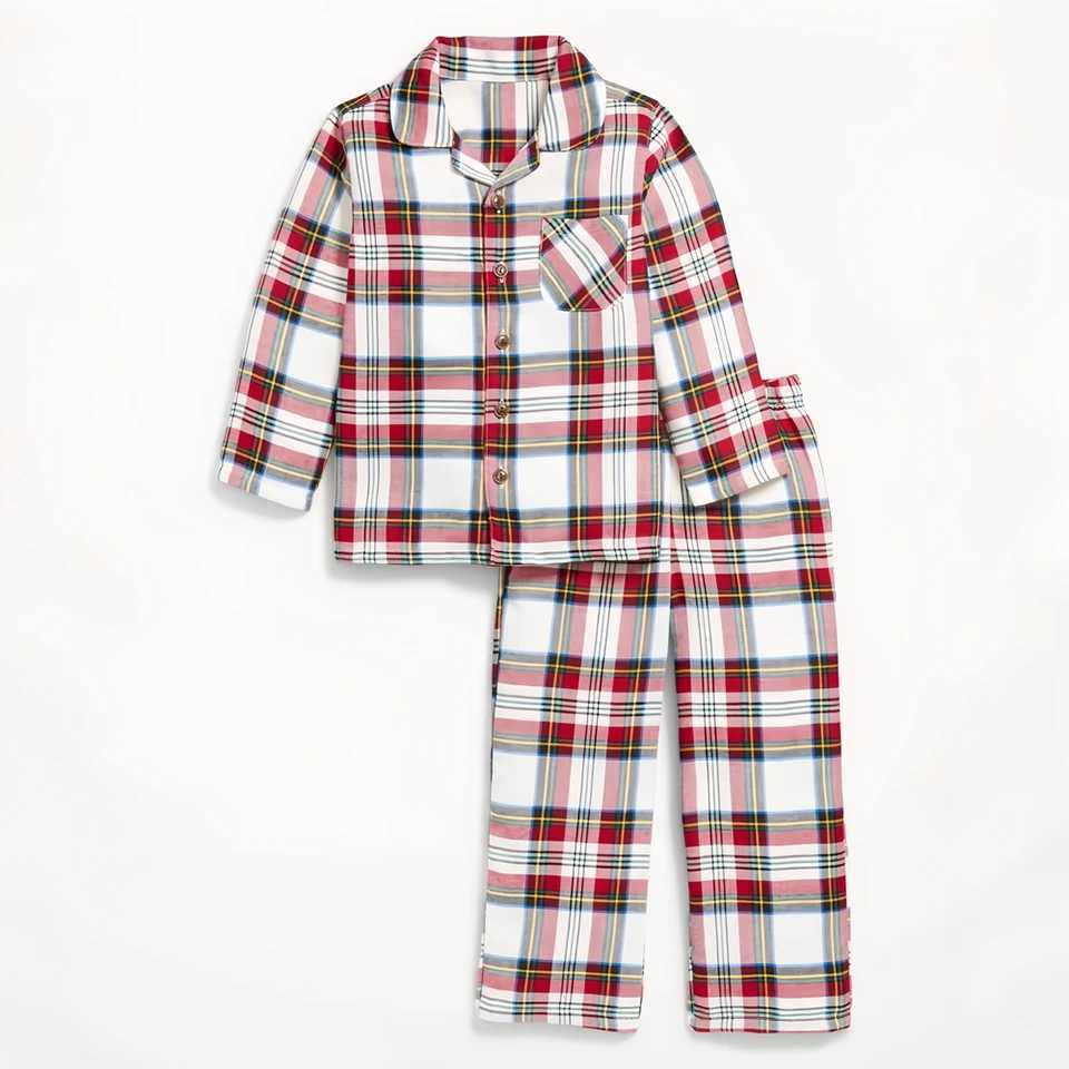 New Year Family Clothes 2025 Fahion Plaid Cotton Baby Romper Dad Mom Kids Family Matching Pajamas Set Sleepwear Home Loungewear L2510218XMZ