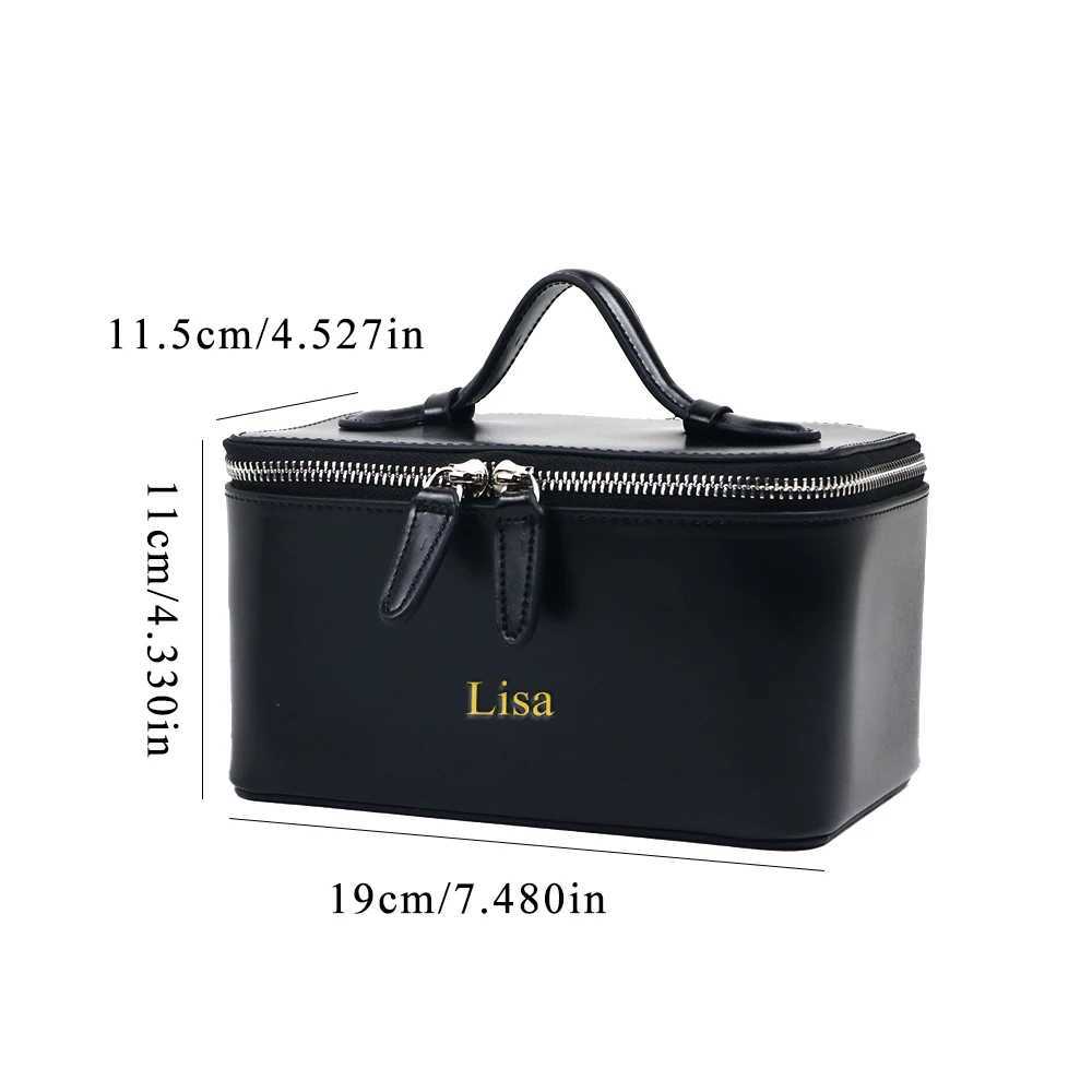 Customized name leather handheld makeup case and beauty bag portable storage largecapacity handbagW251021