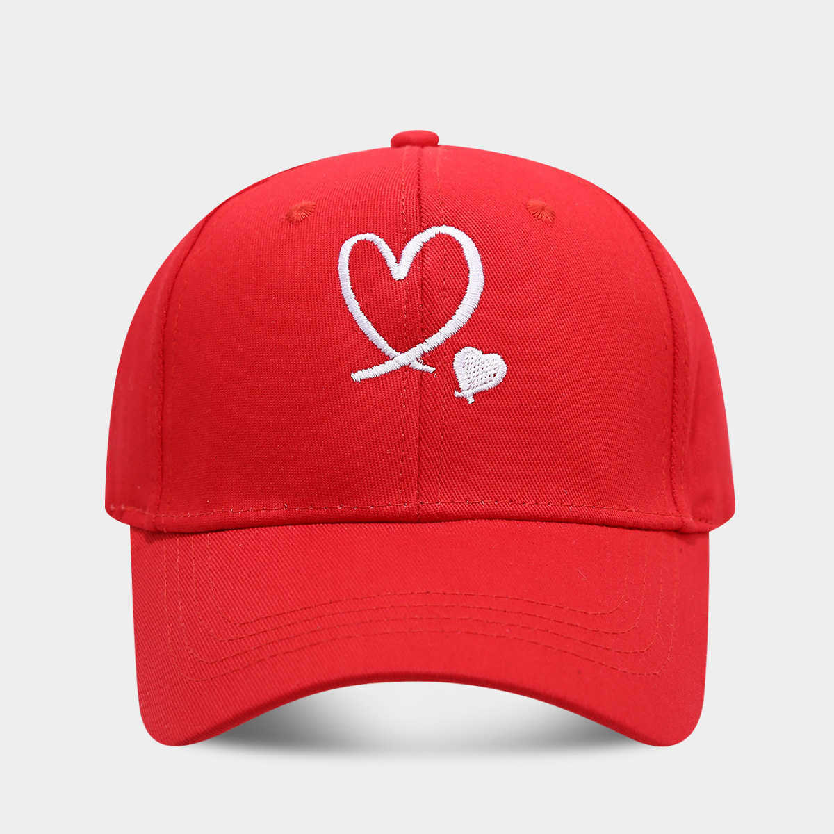Simple Fashion Heart Embroidery Baseball Cap Couple Casual Versatile Sun Hat Couple Travel Sun Protection Duckbill Cap Trendy H251020