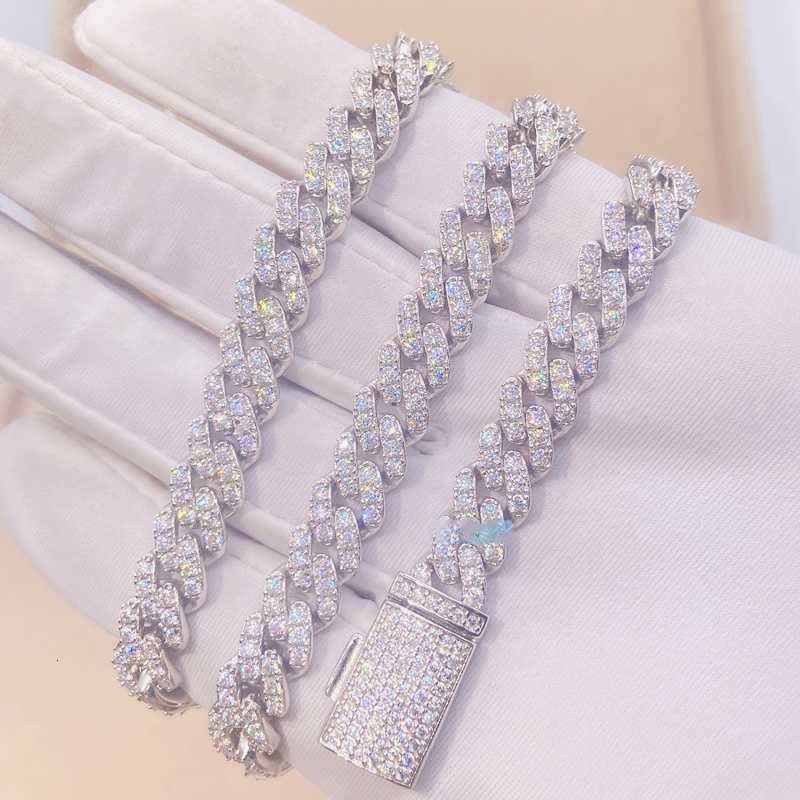 Pass Diamond Tester Gra Certificates 6mm 8mm Width One Row 925 Sterling Silver Vvs Moissanite Cuban Link Chain Necklace