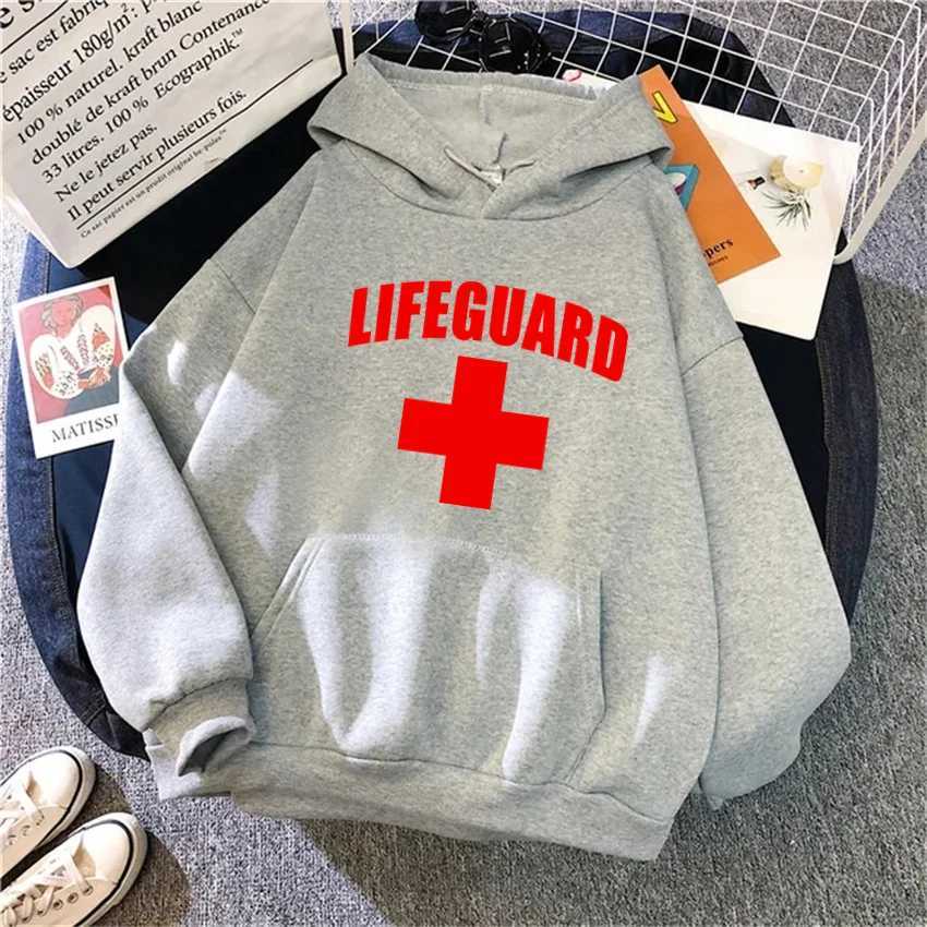 Meaningful Lifeguard Print Fashion Trend Harajuku Hoodie Suitable for Both Men and Women Comfortable Pullover for Autumn Winter W251021