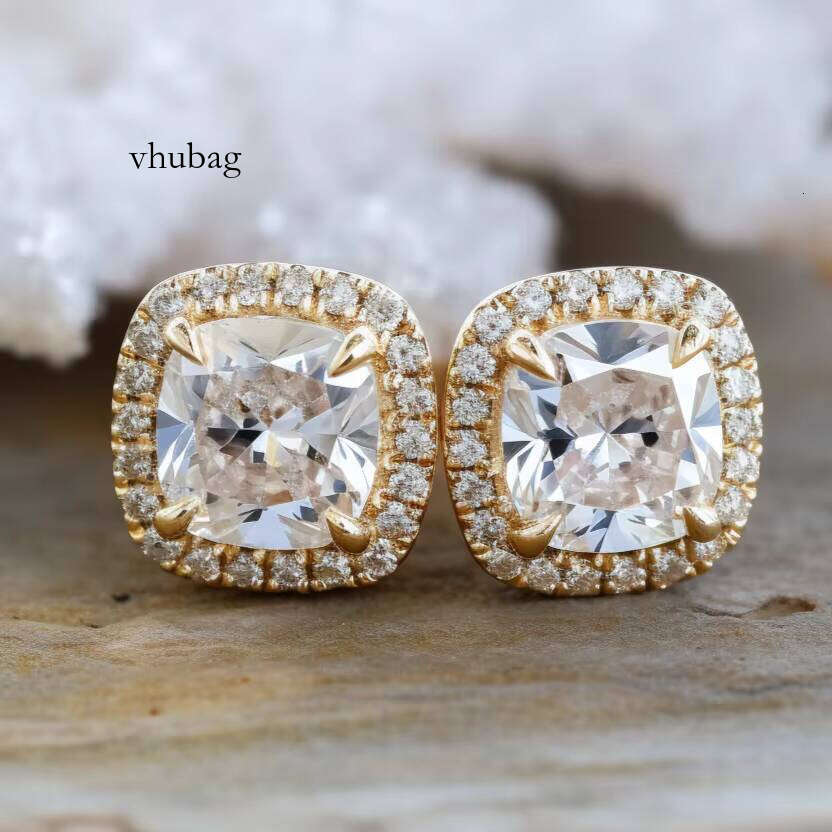 14k Solid Gold VVS Dia Sterling Sier Moissanite Stud Earrings for Women