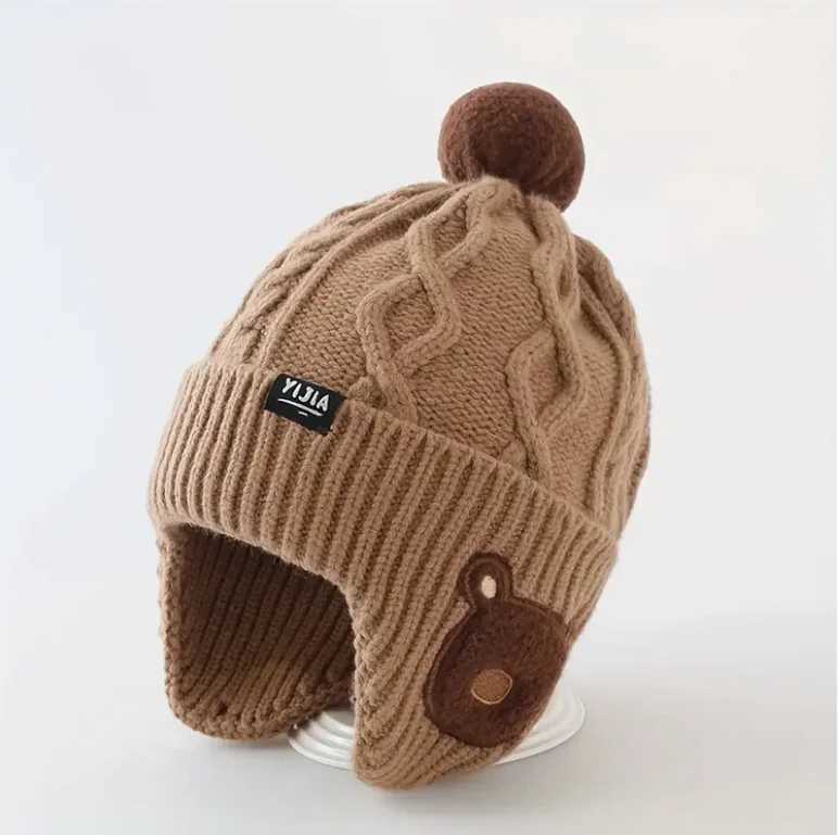 Kids Winter Hat with Ear Flaps Soft Warm Knit Beanie for Boys Girls 5 Years Comfortable Headwear Outdoor Playwear J251021