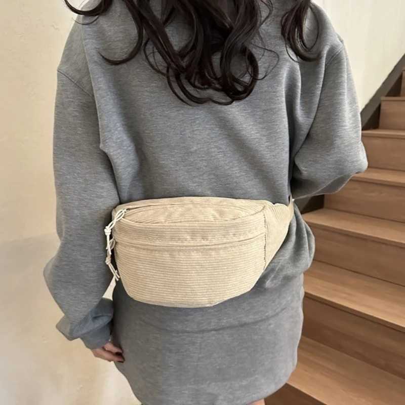 Adult Teens Corduroy Waist Fanny Pack Women Solid Color Crossbody Chest Purse Lady Girl Daily Casual Outdoor Sports Belt Bum Bag Z251021