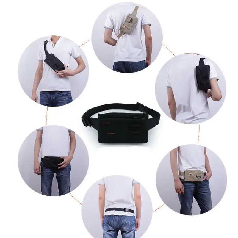 Men Women Nylon 4 Pockets Waterproof Waist Packs Fashion Male Wear Resistant Black Fanny Pack Messenger Shoulder Bag Z251021