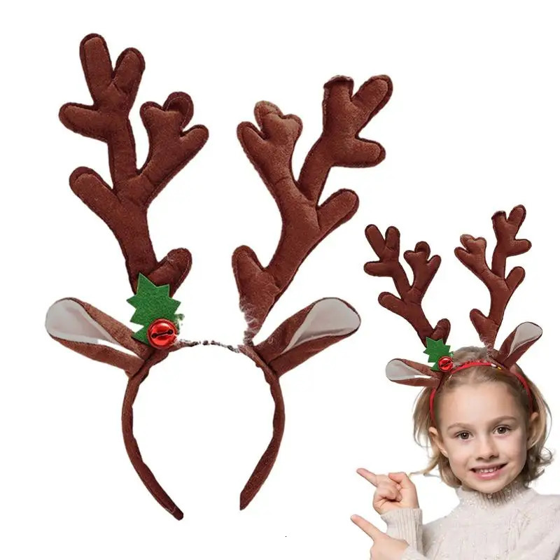 1PC Christmas Reindeer Antlers Headband Elk Antlers Ears Head Hoop With Red Bell Christmas Party Hair Accessories Navidad 251021