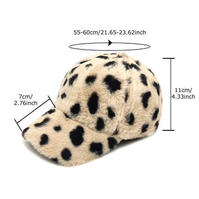 Winter New Leopard Print Baseball Cap Warm Plush Hat Womens Fashion Duckbill Cap Outdoor Versatile Sun Hat H251020
