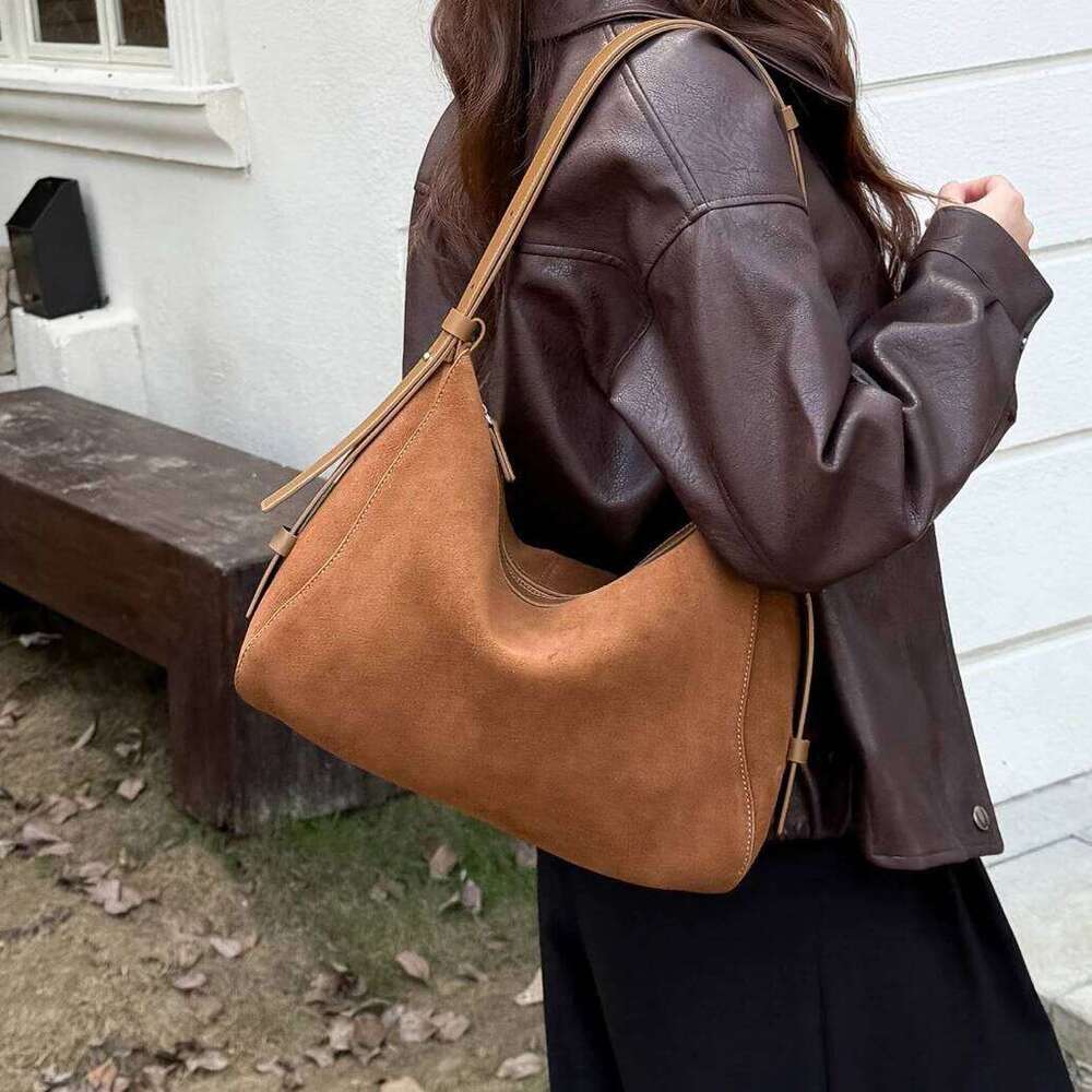 Frosted Cowhide Women's Underarm New Niche Design Suede Vintage Large Capacity Crossbody Fashion Lady Shoulder Bag Suotong1021