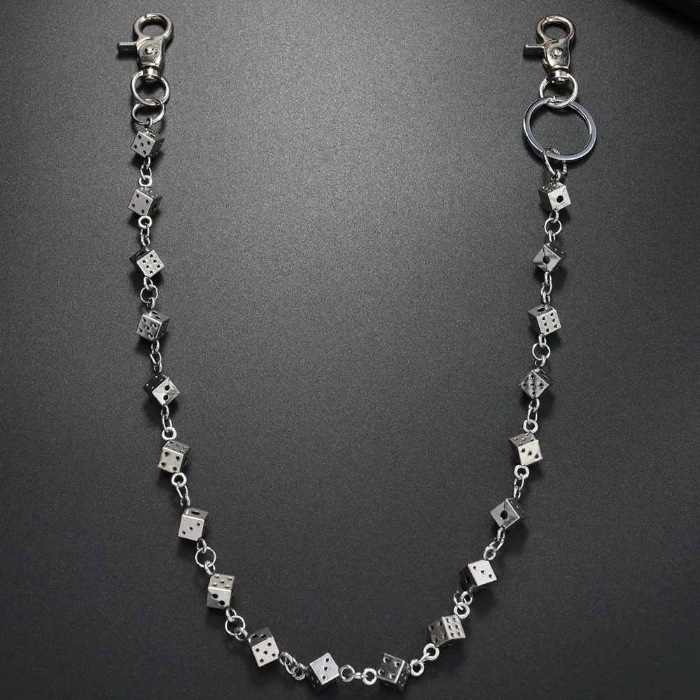 Punk dice motorcycle style Pants chain Bicycle chain spring skeleton waist chain decoration 251021