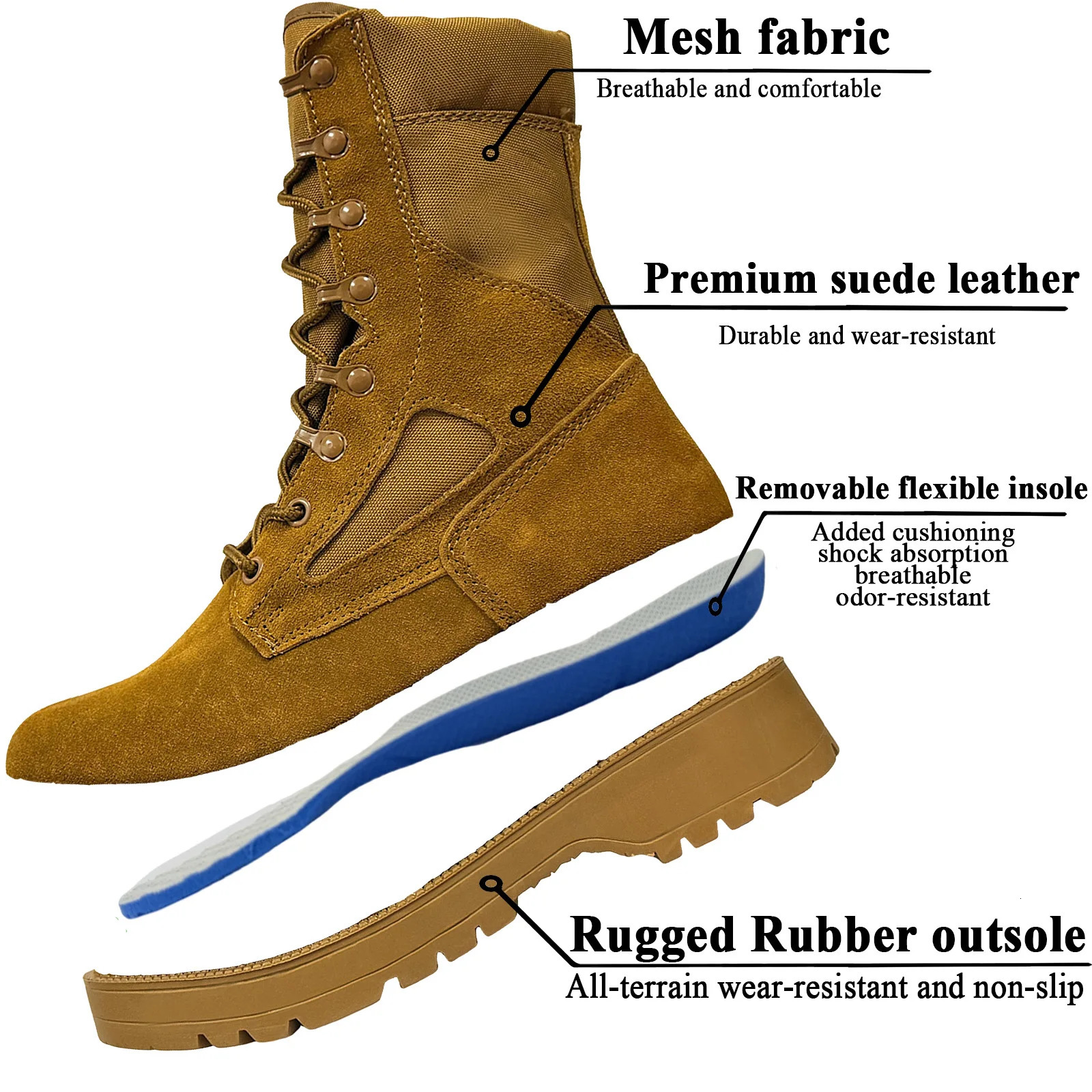 LAHORS Man Combat Tactical Boots Waterproof Outdoor Hiking Shoes Desert Army Boots Breathable Male Ankle Boots251020