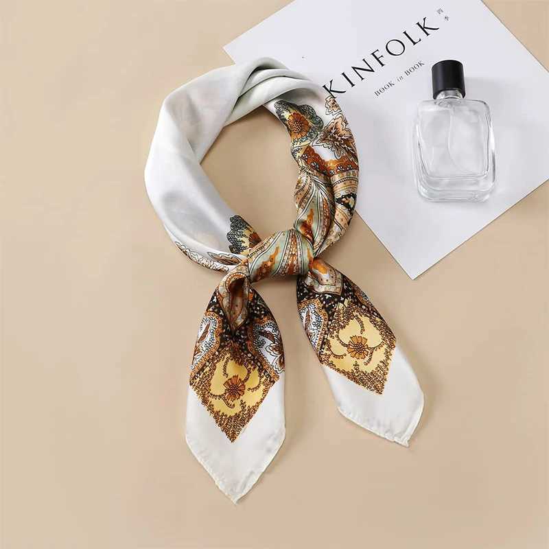 70x70cm Silk Scarf for Women Floral Printed Square Shawl Muslim Hijab Office Ladies Neck Scarf Hair Bandana Gift Muffler Foulard W251021