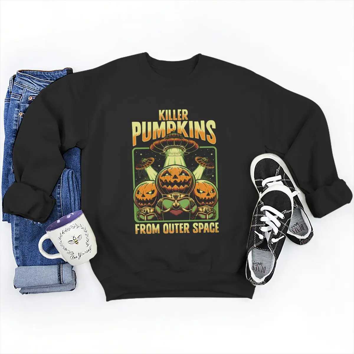 Halloween Spooky Season Graphic Sweatshirts for Women Men Funny Pumpkin Ghost Halloween Pullover Crewneck Long Sleeve Tops W251021