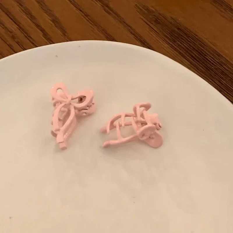 2pcsKorean Style Mini Solid Color Ribbon Bow Design Alloy Hair Claws Trendy Barrettes Side Clips Girls Hair Accessories HeadwearW254021