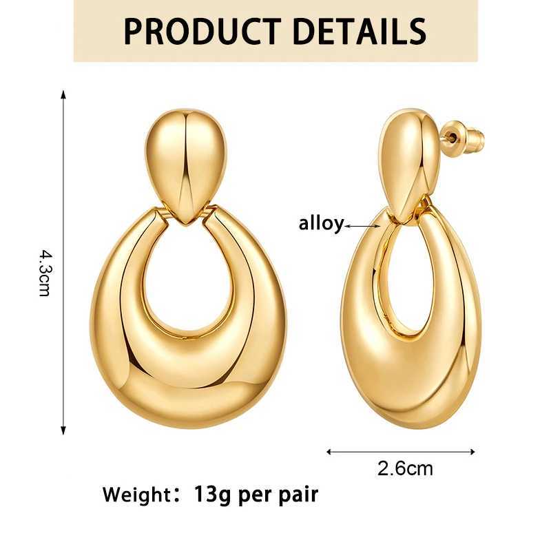Vintage Golden Smooth Teardrop Clip on Earrings for Women Metal Thick Geometric Non Pierced Drop Earring Statement Party Jewelry J251021