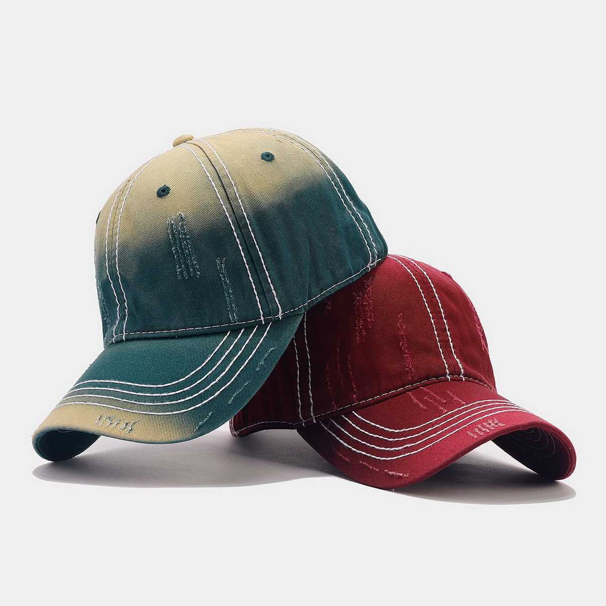 Spring Summer Outdoor Washed Frayed Soft Top Mens Baseball Cap Fashion Gradient Versatile Duckbill Cap for Women H251020