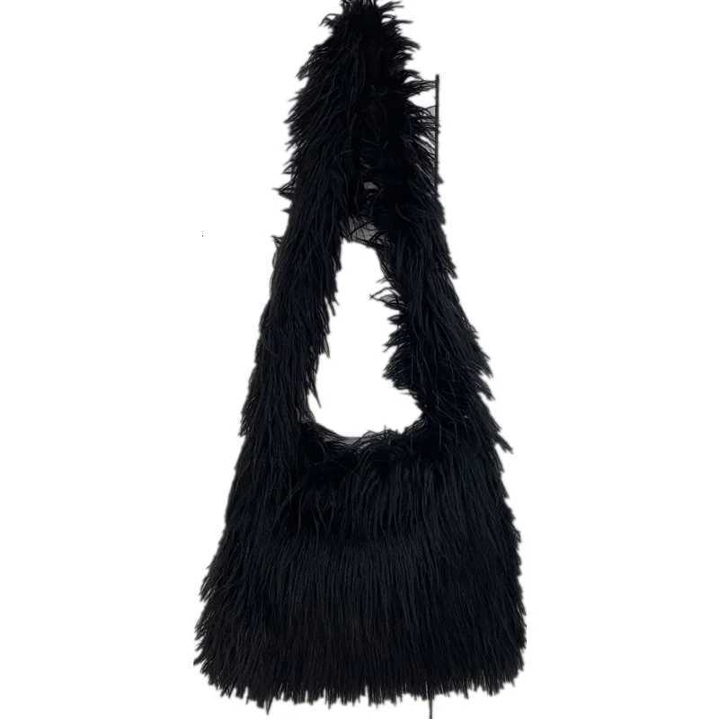 Simple Design Women Soft Plush Hobos Y2k Shoulder Bags Winter Furry Ladies Clutch Purse Handbag Fashion Female Underarm BagXJ251021