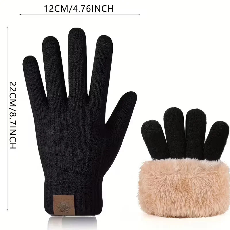 Protection From Cold Knitted Gloves Double layer Touchscreen Winter Gloves Warm Outdoor Windproof Skiing Snow Mittens Driving 251020