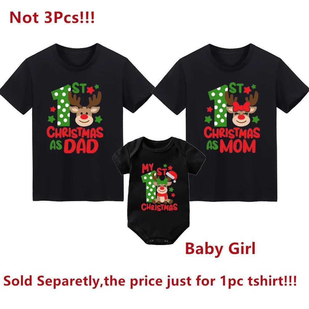 My First Christmas As Dadmom Print Family Matching Clothes Mother Father Tshirt Baby Romper Xmas Party Family Outfit T Shirts L251021UOS8