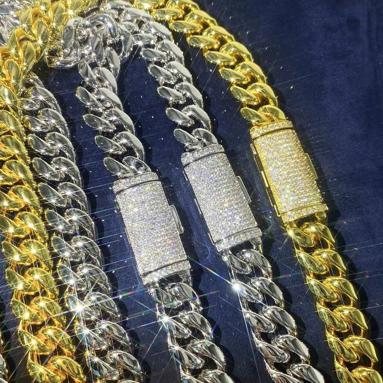 With a V S Moissanite Chain Hip Hop Cuban Necklace Cuban Link Chain Stainless Steel 2024 Shanghai Best Selling 8 M Gold