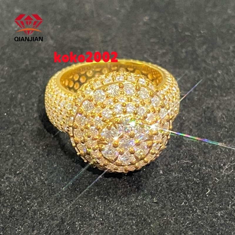 Custom Luxury Real 18k Gold Plated Moissanite Rings Jewelry 925 Sterling Silver Diamond Rings Moissanite Women Rings