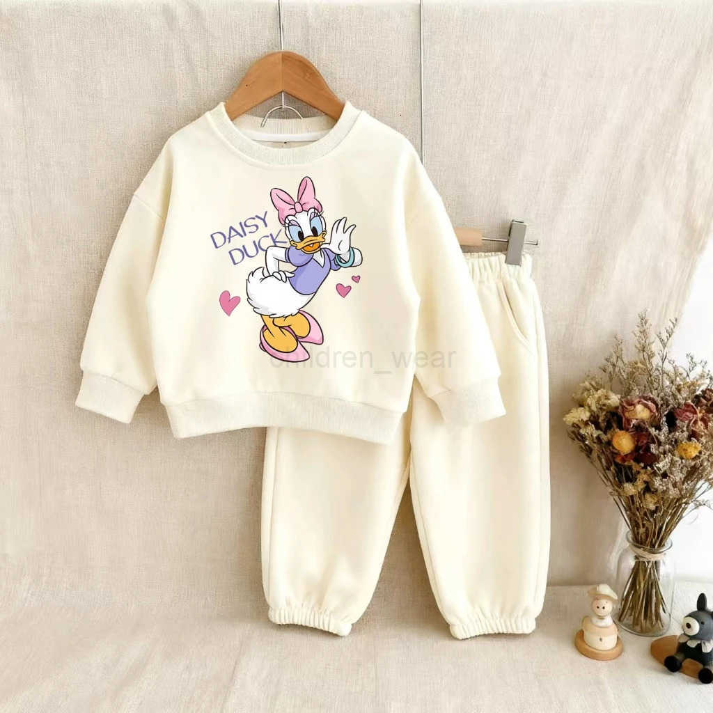 Disney Baby Kids Cartoon Sweatshirt Suit Donald Duck Minnie Mouse Daisy Duck Design For Small Infant Garment 2 Piece Tracksuit H251022