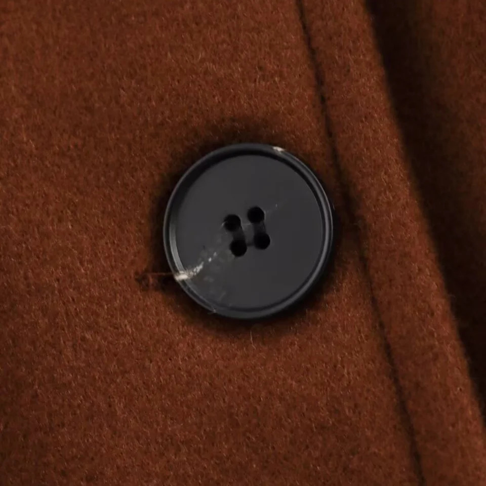 Womens Blended Loose Flip Collar Long Sleeve Button Pocket with Belt AutumnWinter Style Woolen Coat 251020