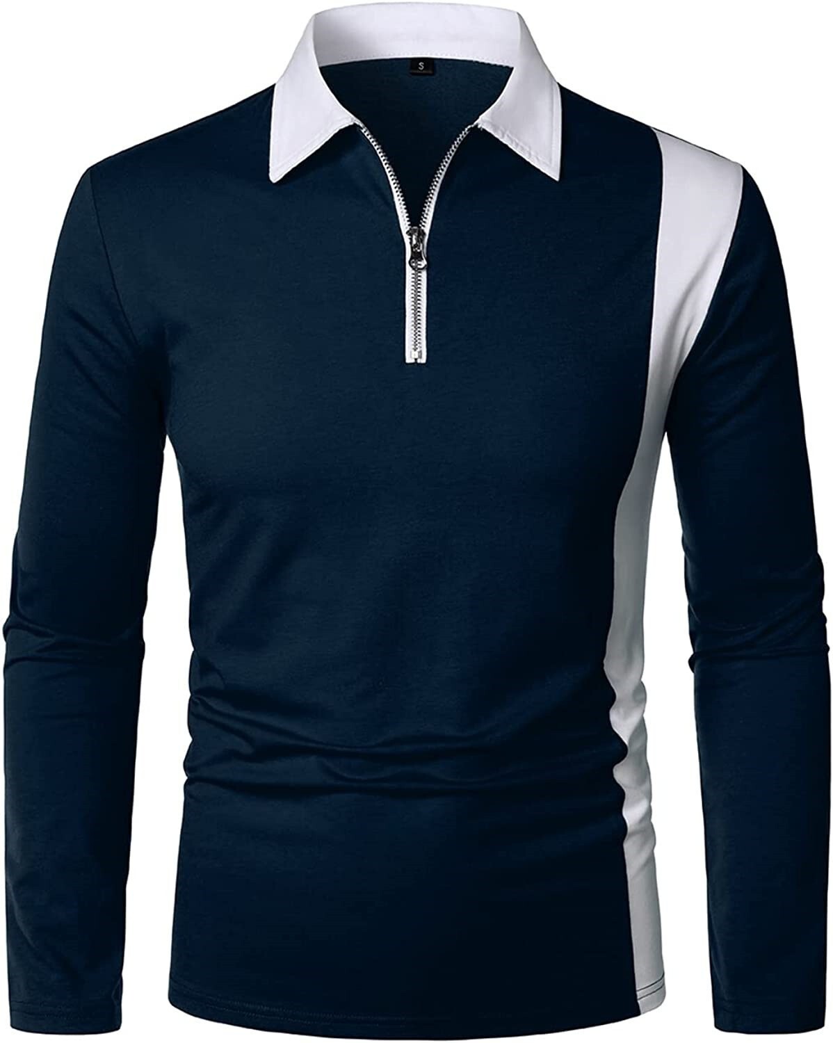 Youth Trendy Color Block Men's Long Sleeve Polo Shirt Fashion Two-tone Patchwork Fashion Men's Clothing Men's Turn-down Collar Shirt Lo