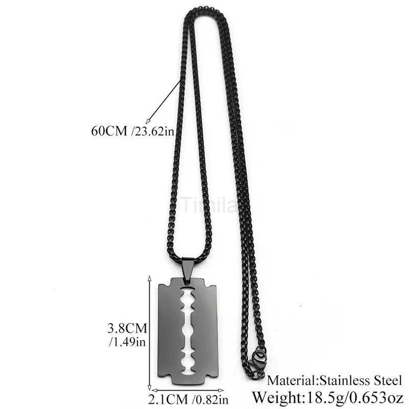 Gothic Blade Razor Pendant Necklaces Men Stainless Steel Black Goth Male Chain Necklace Grunge y2k emo Jewelry collier homme U251022
