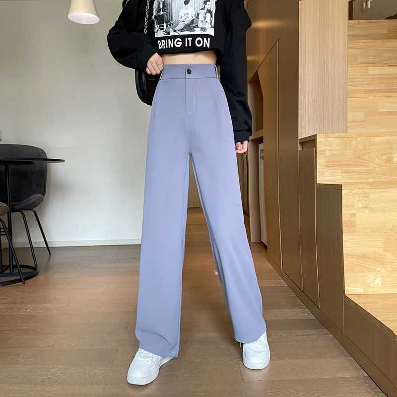 Women Wide Leg Pants Spring Autumn Casual Straight OL Style Loose Suits Pant Female Solid Size S4XL Long TrousersT251022