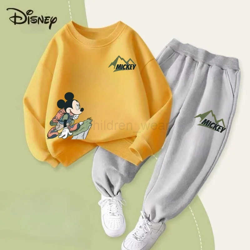 Disney Autumn Baby Girls Boys Clothes Set Children Mickey Printing Sweatshirt Top and Pants Bottom 2Pieces Suit Cotton Tracksuit H25102211