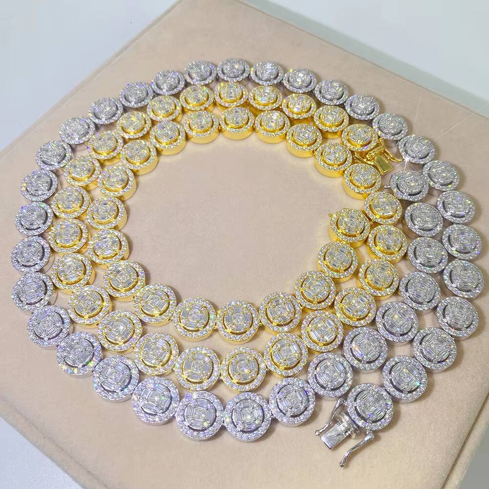 2024 New Hop Iced Out 13mm Diamond Gold Plated S925925 Sterling Sliver Moissanite Cuban Lidynamic Chain 20 Inches Necklace