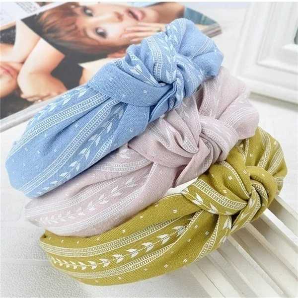 Elegant Knotted Leaf Wide Hairband Girls Fabric Headband Ladies Hair Accessories Band Hoop Beach V251022