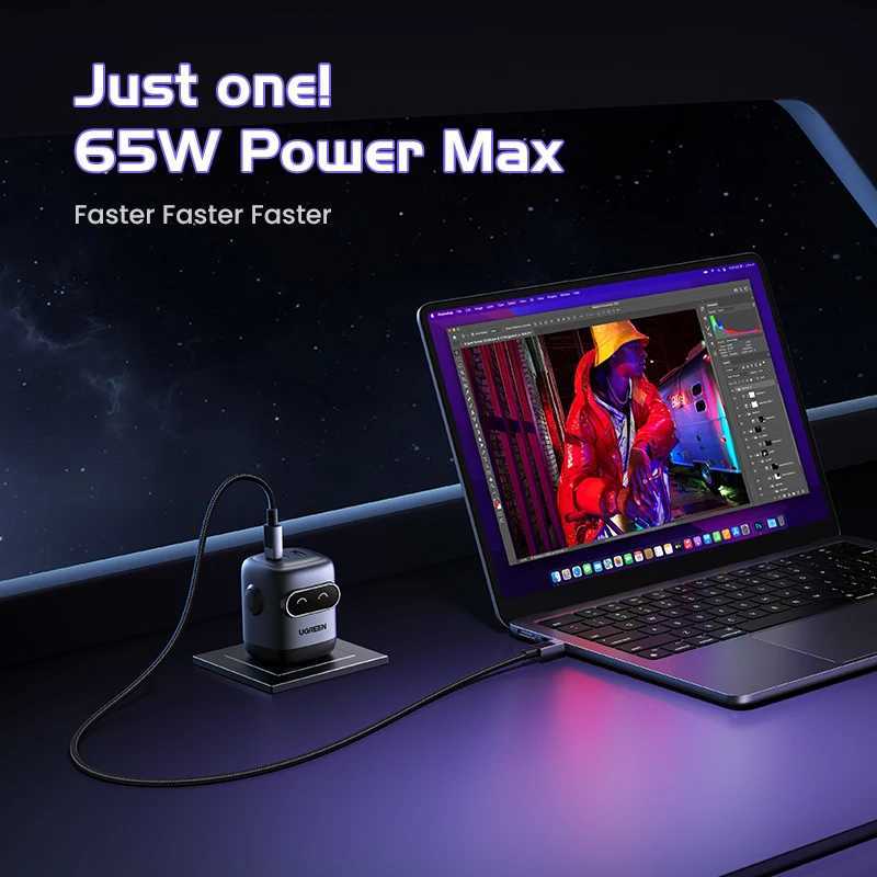 US PlugUGREEN 65W 30W GaN Charger Robot Design QC40 30 PPS for iPhone 17 16 15 Pro Macbook Laptops Tablet PD30 Fast Charg J251114