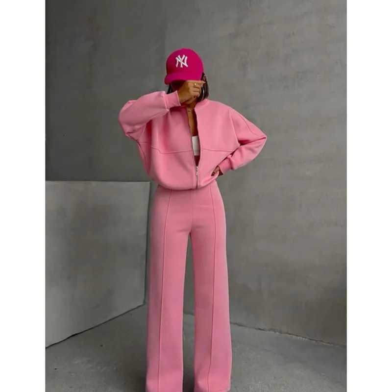 Casual Pants Suit 2025 Autumn Winter Cardigan Sweatshirts Sports Women Fashion Street Longsleeved Jacket Trousers Twopiece SetT251022