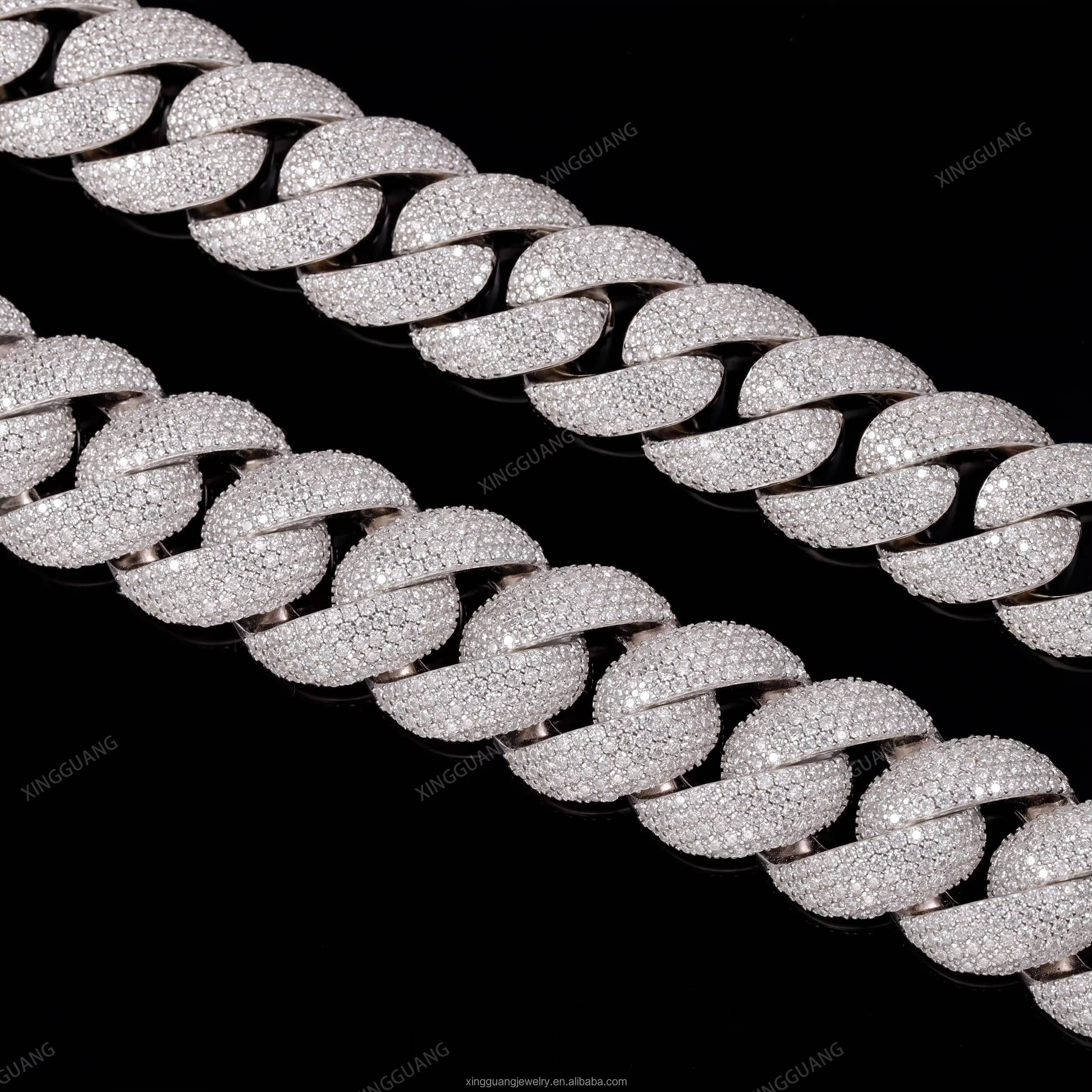 20MM 22MM Width Miami Big Heavy Cuban Necklace 925 Sterling Silver VVS Moissanite Hip Hop Jewelry Men Cuban Lidynamic Chain