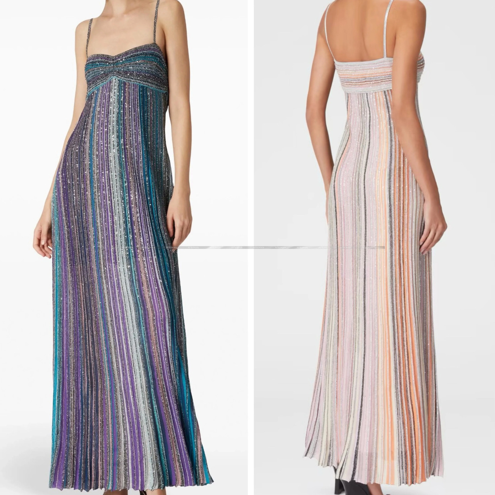 Women Metallic Sequined Multicolor Striped Sexy Strapless Maxi Long Knit Sling Dress 251013