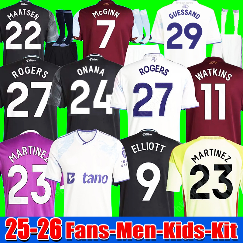 XXXL 4XL Mens top 2025 2026 Aston goalkeeper BAILEY MALEN soccer jersey home away third 25 26 villa McGINN ONANA WATKINS KONSA MARTINEZ Men kids kit football shirt set
