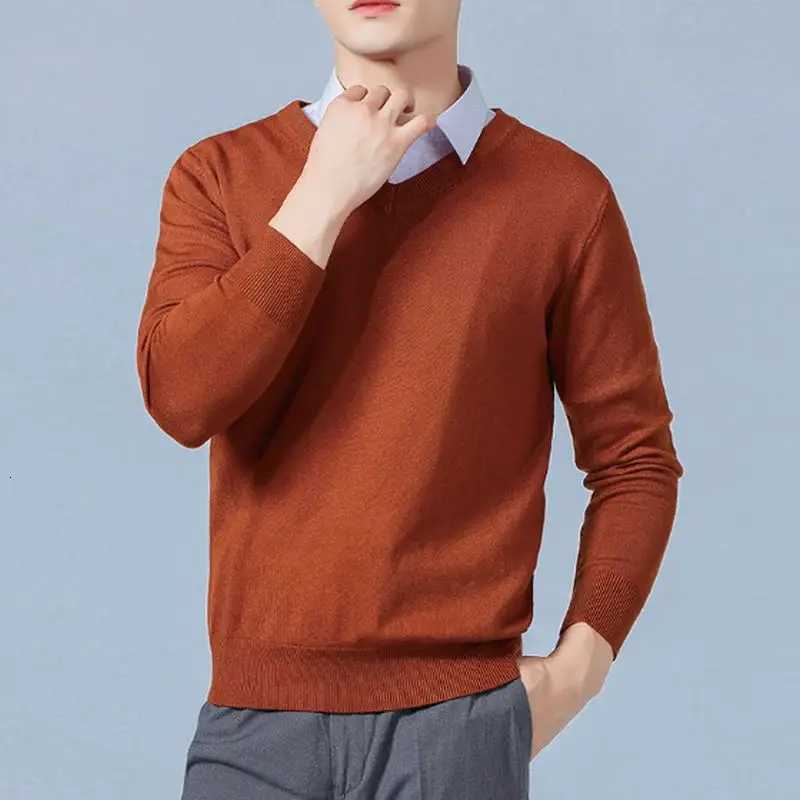 Soft Cashmere Sweater Mens Clothing Autumn Winter Pullover Business Casual Bottom Vneck Knitted Woolen Slim Fit Knitwear MaleXJ251022