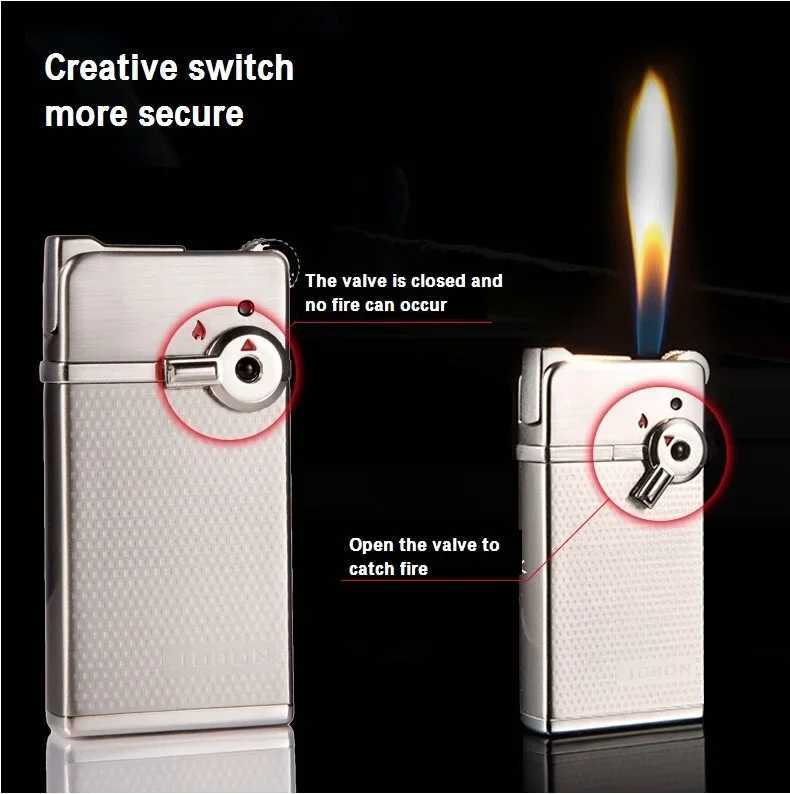Cigar Punch Lighters Refillable Windproof Lighters Gentlemen Double Jet Flame Cigarette Torch Lighter without gas C251022