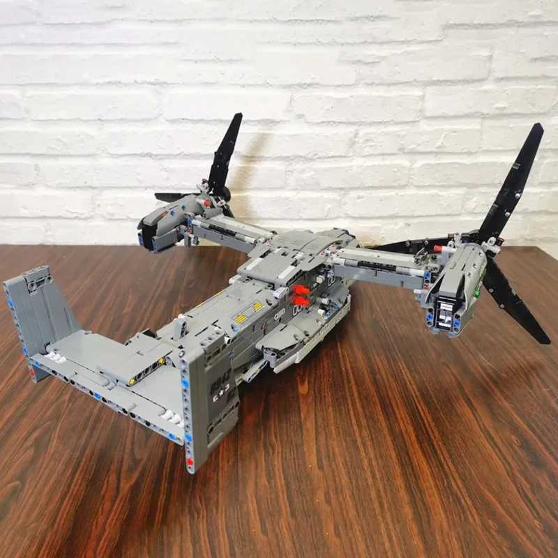 WW2 Technical Electric Osprey Transport Aircraft Building Blocks HighTech Sets Military Fighter Bricks Boys Toys for Kids Gifts J251022