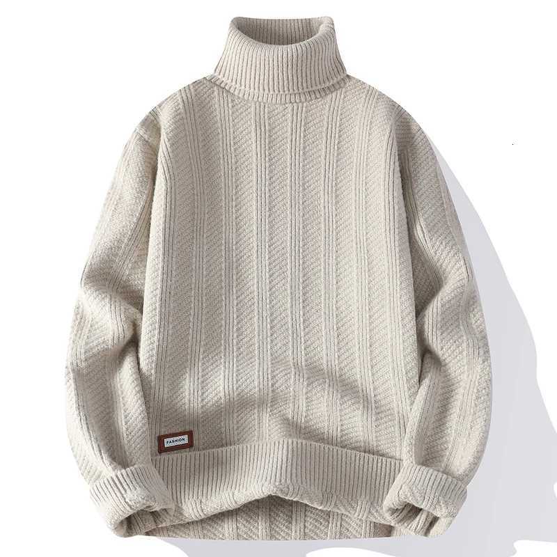 Autumn Winter Mens Turtleneck Sweater Solid Color Fashion Knitted Pullovers Men Korean Slim Fit Casual Knit Pullover SweatersXJ251022