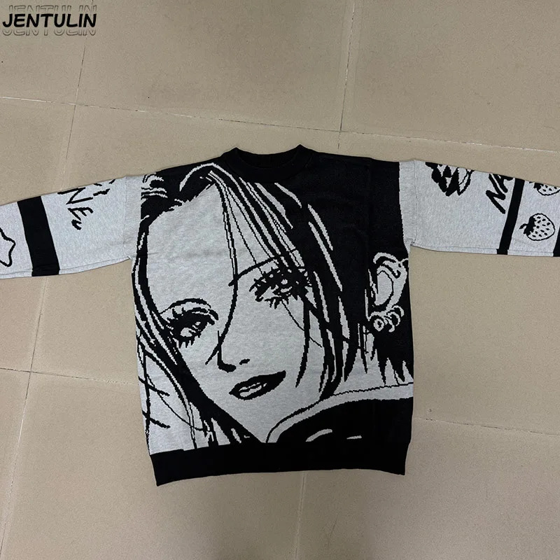 Punk Hip Hop Anime Graphic High End Men Y2K Gothic Mens Winter Sweate Harajuku Women Sweater Retro Pullover Men Clothing 251020