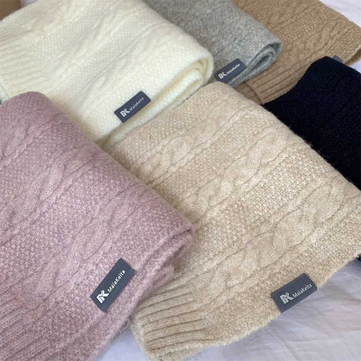 Knitted 100 Real Wool Scarf for Women Girls Winter Warm Thicken Wool Shawls and Wraps Twists Pattern Long Blanket Neckerchief J251022