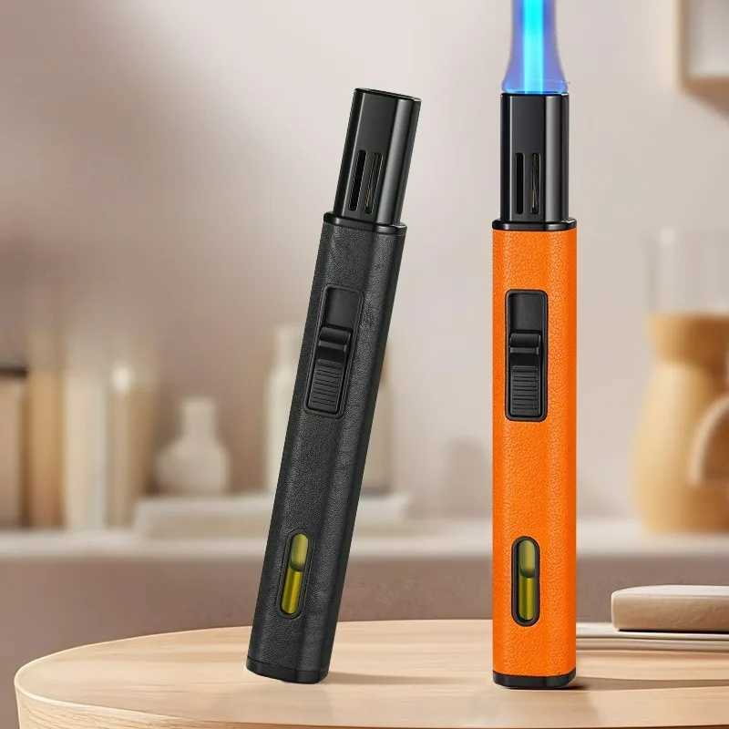 Windproof Butane Lighter Adjustables Blue Flames Inflatable Lighter for Outdoor BBQ C2510224